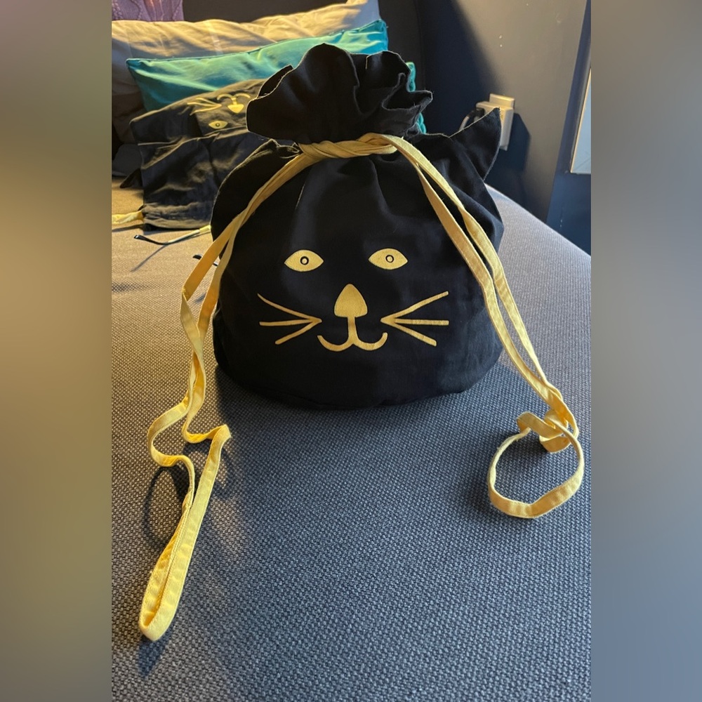 Set of 2 Cat Face Bucket Canvas Bag